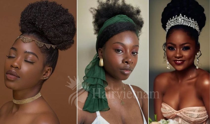 Afro Puff with Hair Jewelry