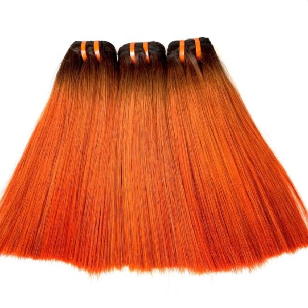 Ombre Straight hair Brown / Orange Hair Weave Bundles