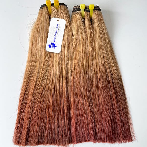 Ombre blonde and brown human hair weave bundles