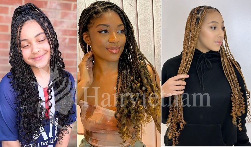 Knotless Braids With Curly Ends