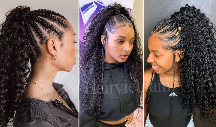 Cornrows With Curly Ponytail