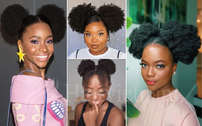 Two Afro Puff Hairstyles