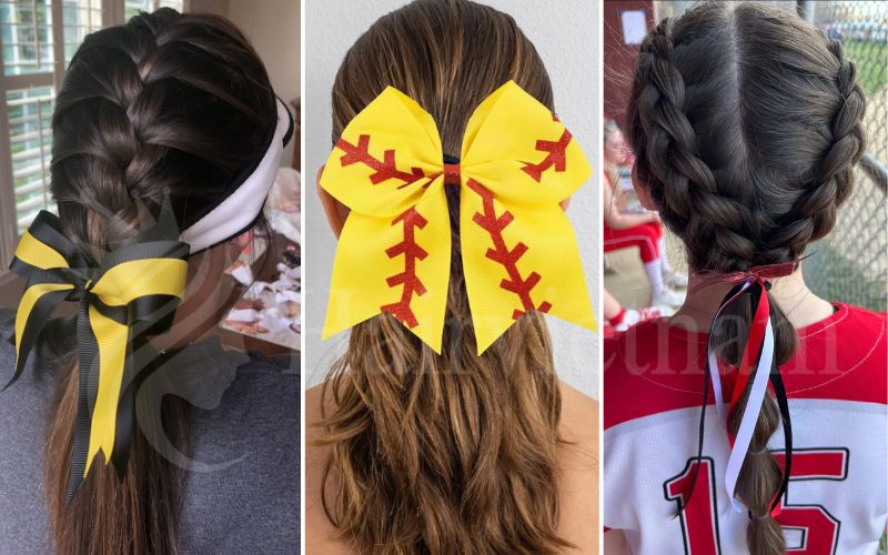 Softball Hairstyles with Bows