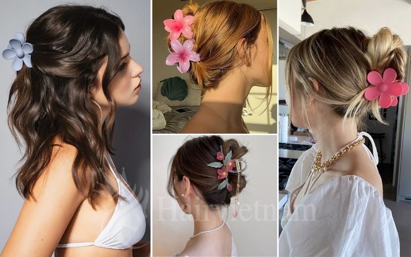 Flower Claw Clip Hairstyles 