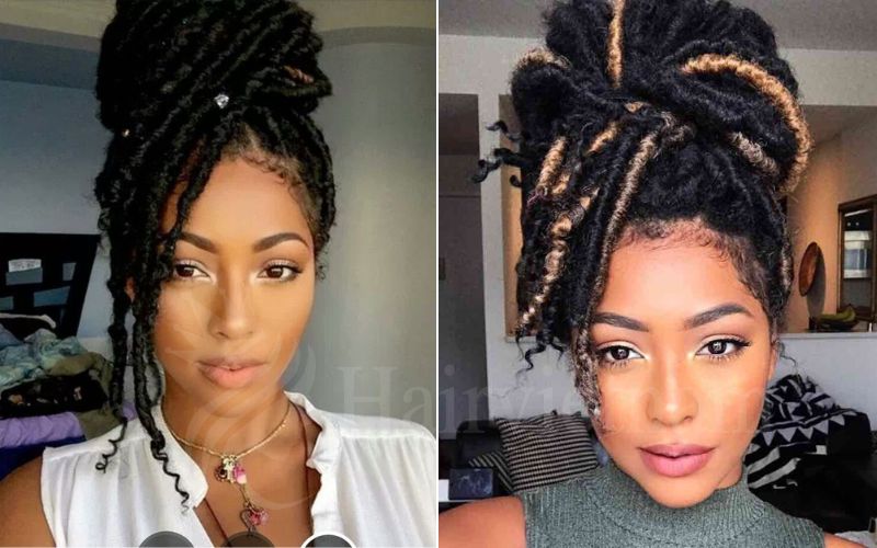 Faux Locs Updo Hairstyles