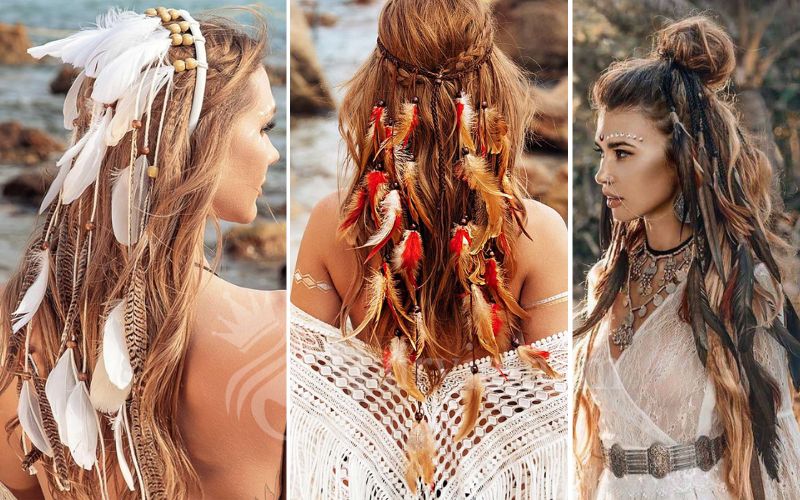 Hippie Hairstyles with Feathers